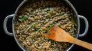 white & creamy soffritto & sausage meat ragù sauce with tagliatelle