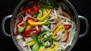 pizza with sausage meat & roasted peppers & onions