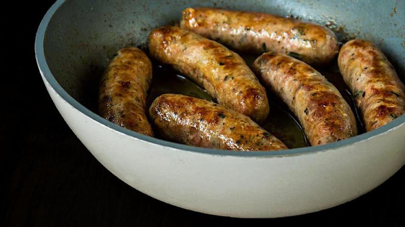 turkey breast, eggplant & mushroom sausages
