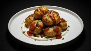 rustic «patatas bravas» with baby potatoes & sauces