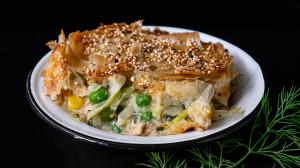 crispy & creamy phyllo parcels with tuna & sweet vegetables