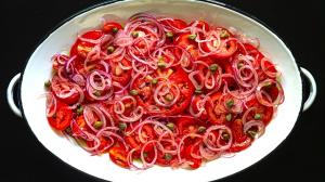 red tomato & red onion salad