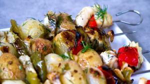 salted cod skewers