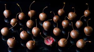 dark chocolate-dipped cherries