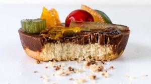 candied fruit and milk chocolate topped cookies